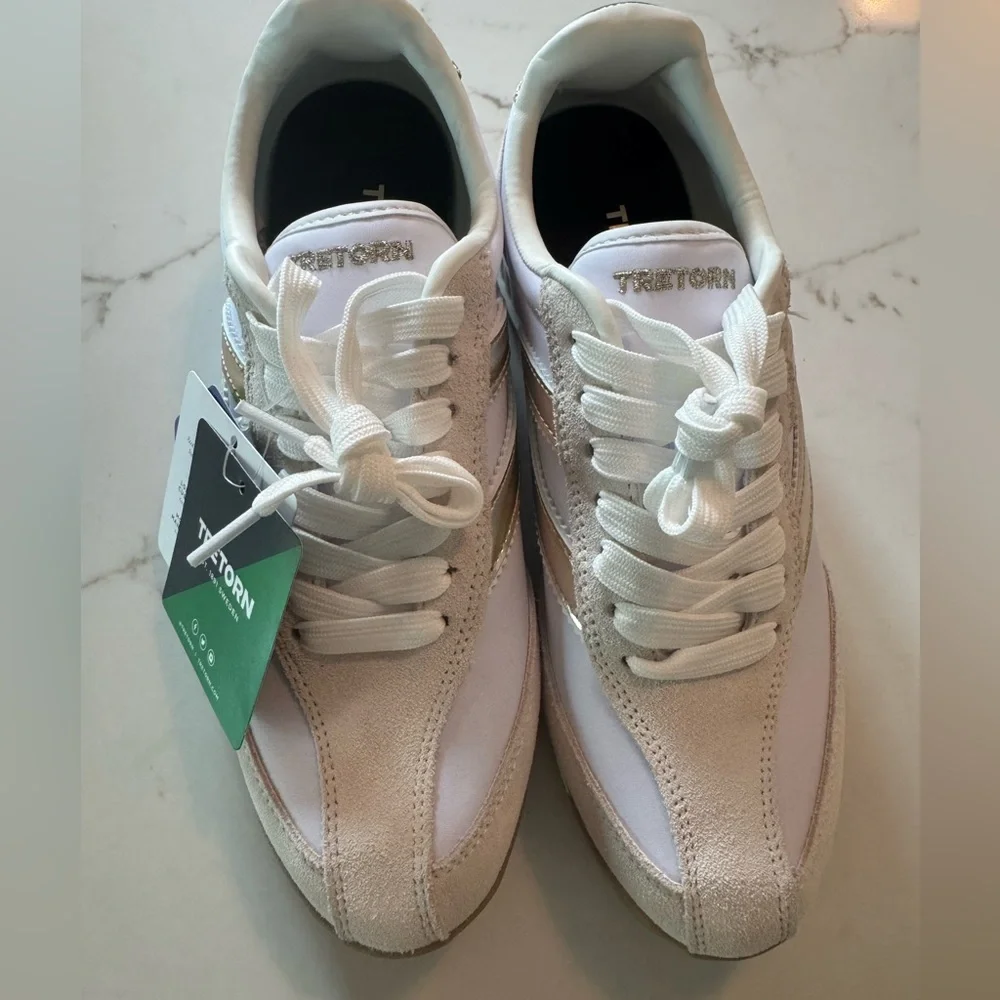 Tretorn Women's Kristine Elite Gold and White Sneakers - Picture 10 of 10